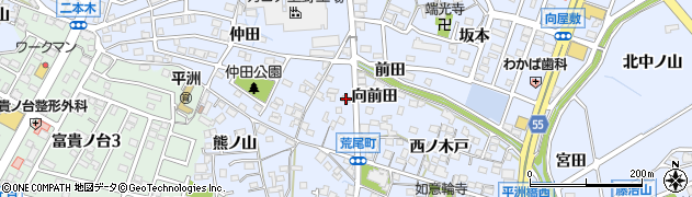 愛知県東海市荒尾町向前田周辺の地図