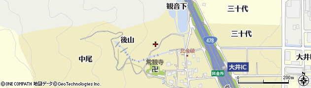京都府亀岡市大井町北金岐後山周辺の地図