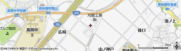 愛知県豊田市若林西町（広崎）周辺の地図