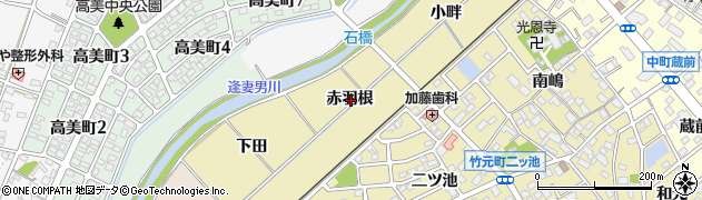 愛知県豊田市竹元町赤羽根周辺の地図