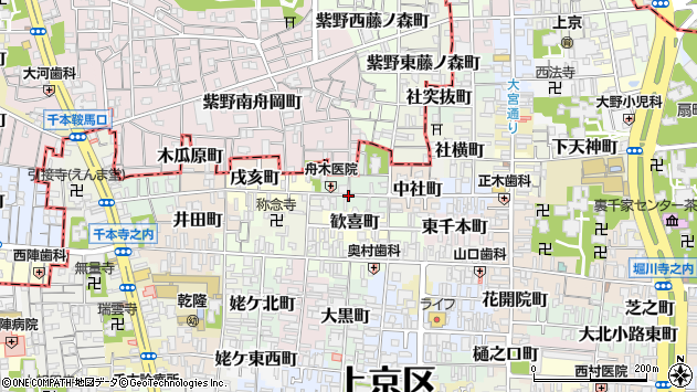 〒602-8491 京都府京都市上京区西社町の地図