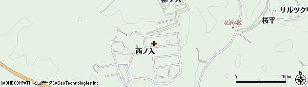 愛知県豊田市花沢町（西ノ入）周辺の地図
