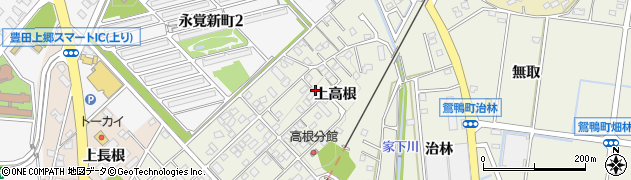 愛知県豊田市鴛鴨町（上高根）周辺の地図