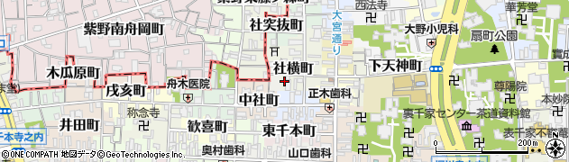 京都府京都市上京区社横町周辺の地図