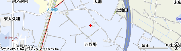 愛知県大府市長草町（西忍場）周辺の地図