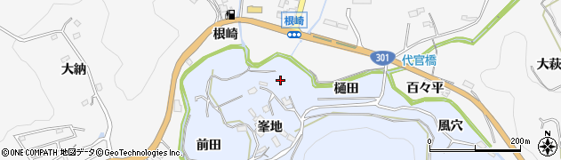 愛知県豊田市田折町（峯地）周辺の地図