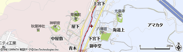 愛知県岡崎市宮石町（下宮下）周辺の地図