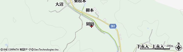 愛知県豊田市花沢町刻田周辺の地図