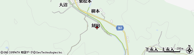 愛知県豊田市花沢町（刻田）周辺の地図