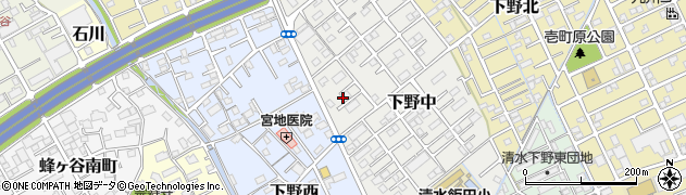 静岡県静岡市清水区下野中12周辺の地図