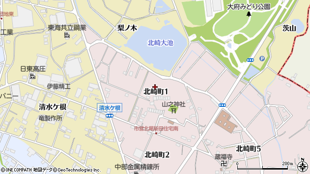 〒474-0002 愛知県大府市北崎町（丁目）の地図