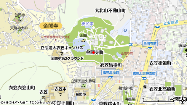 〒603-8361 京都府京都市北区金閣寺町の地図