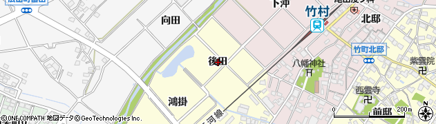 愛知県豊田市中町（後田）周辺の地図