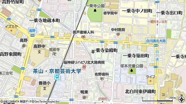 〒606-8174 京都府京都市左京区一乗寺染殿町の地図