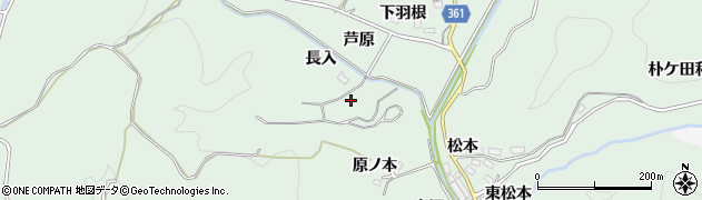 愛知県豊田市花沢町（長入）周辺の地図