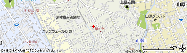 静岡県静岡市清水区蜂ヶ谷周辺の地図