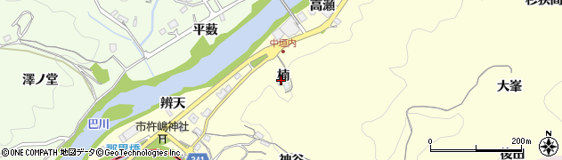 愛知県豊田市中垣内町（楠）周辺の地図