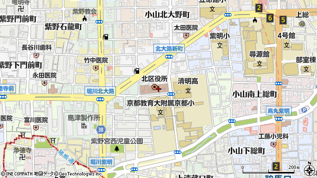 〒603-0000 京都府京都市北区（以下に掲載がない場合）の地図
