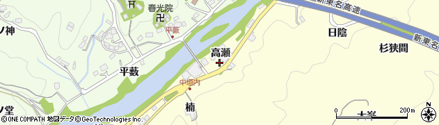 愛知県豊田市中垣内町高瀬周辺の地図