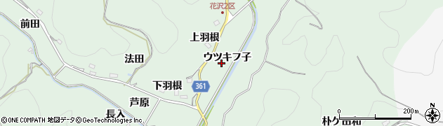 愛知県豊田市花沢町ウツキフ子周辺の地図