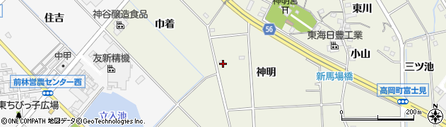 愛知県豊田市高岡町神明周辺の地図