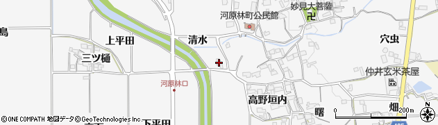 京都府亀岡市河原林町河原尻（清水）周辺の地図