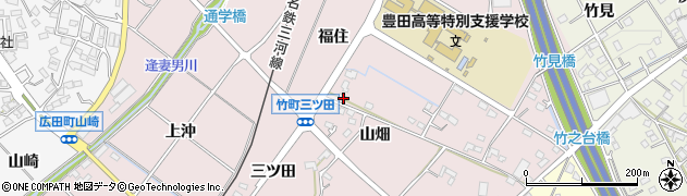 愛知県豊田市竹町（山畑）周辺の地図