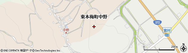 京都府亀岡市東本梅町中野（東垣内）周辺の地図
