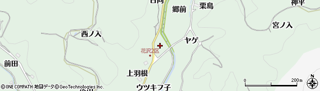 愛知県豊田市花沢町（屋下）周辺の地図