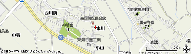 愛知県豊田市高岡町東川周辺の地図