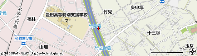 愛知県豊田市竹町八ツ根周辺の地図