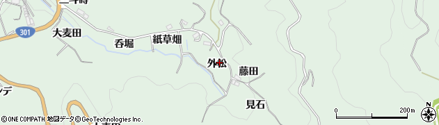 愛知県豊田市松平町（外松）周辺の地図