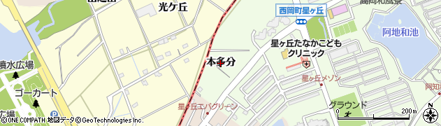 愛知県豊田市西岡町（本多分）周辺の地図