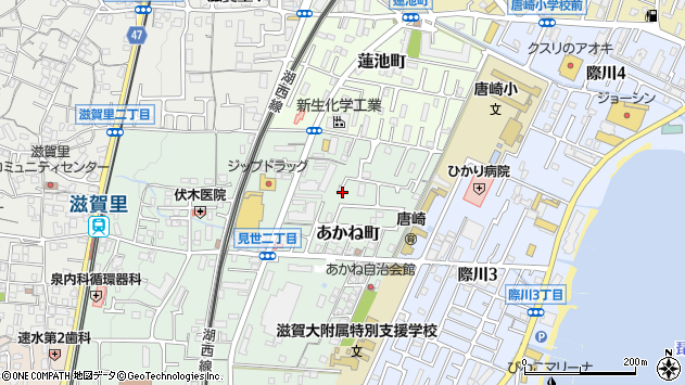 〒520-0003 滋賀県大津市あかね町の地図
