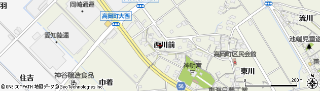 愛知県豊田市高岡町西川前周辺の地図