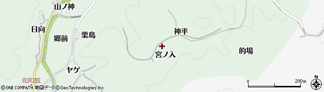 愛知県豊田市花沢町（宮ノ入）周辺の地図