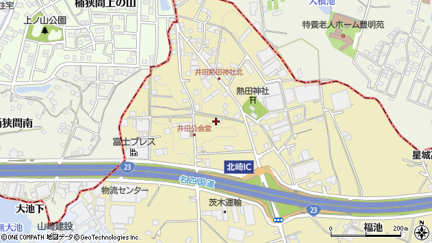 〒474-0001 愛知県大府市北崎町の地図