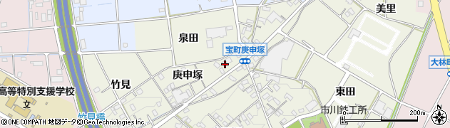 愛知県豊田市宝町庚申塚周辺の地図