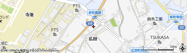 愛知県豊田市広田町（広田）周辺の地図