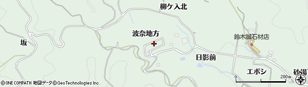 愛知県豊田市花沢町波奈地方周辺の地図