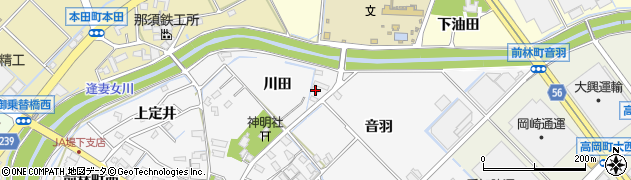 愛知県豊田市前林町川田周辺の地図