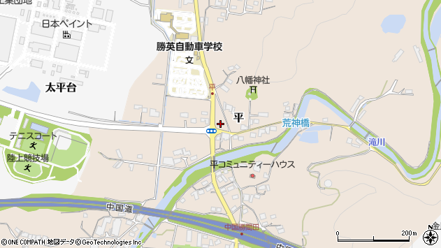〒709-4334 岡山県勝田郡勝央町平の地図