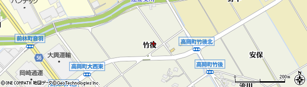 愛知県豊田市高岡町竹後周辺の地図