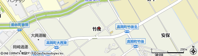 愛知県豊田市高岡町（竹後）周辺の地図