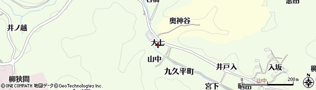 愛知県豊田市九久平町（大七）周辺の地図