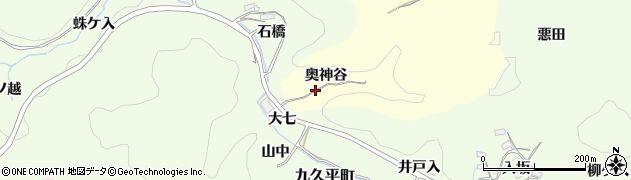 愛知県豊田市大内町（奥神谷）周辺の地図