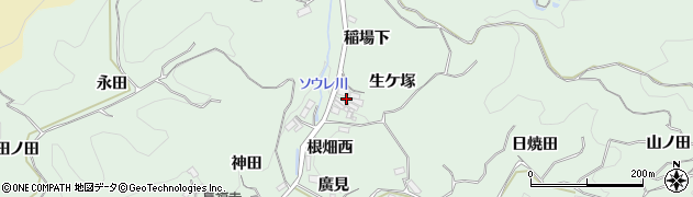 愛知県豊田市松平町（生ケ塚）周辺の地図