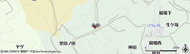 愛知県豊田市松平町（永田）周辺の地図