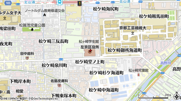 〒606-0000 京都府京都市左京区（以下に掲載がない場合）の地図