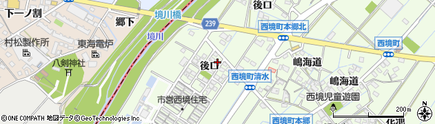 愛知県刈谷市西境町後口周辺の地図